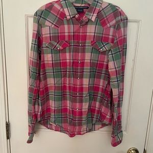 Ralph Lauren Sport pink plaid button down shirt size 14